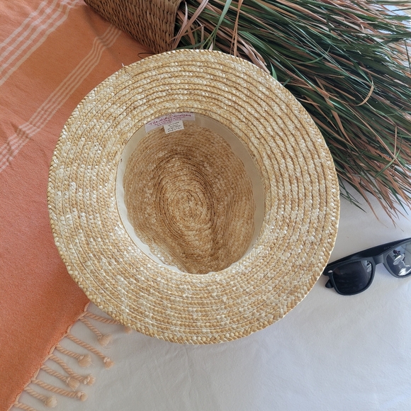 Filippo Catarzi Crochet Woven Wide Brim Panama Natural Straw Fedora Hat - Picture 7 of 9